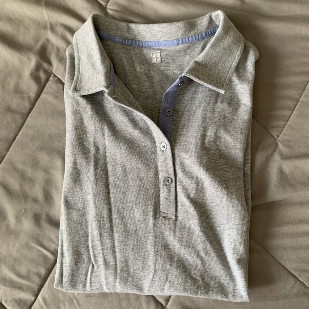 Women’s light gray cotton polo shirt